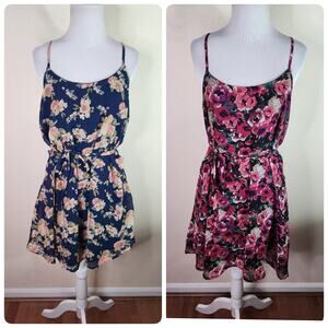 Rue 21 Women's Lot of 2 Sleeveless Floral Shift Dress Size Small Caged Back Blue